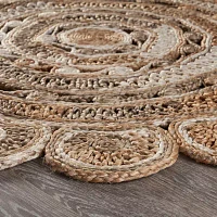 Brynn Eada Geometric Braided Stain Resistant Indoor Round Area Rug