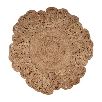 Brynn Frey Floral Braided Stain Resistant Indoor Round Area Rug