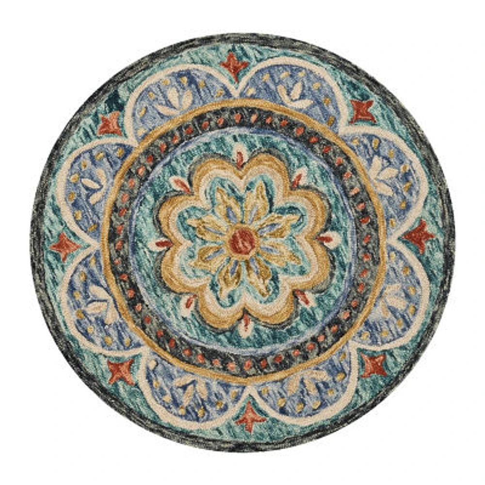 Daisy Aby Floral Hand Tufted Indoor Round Area Rug