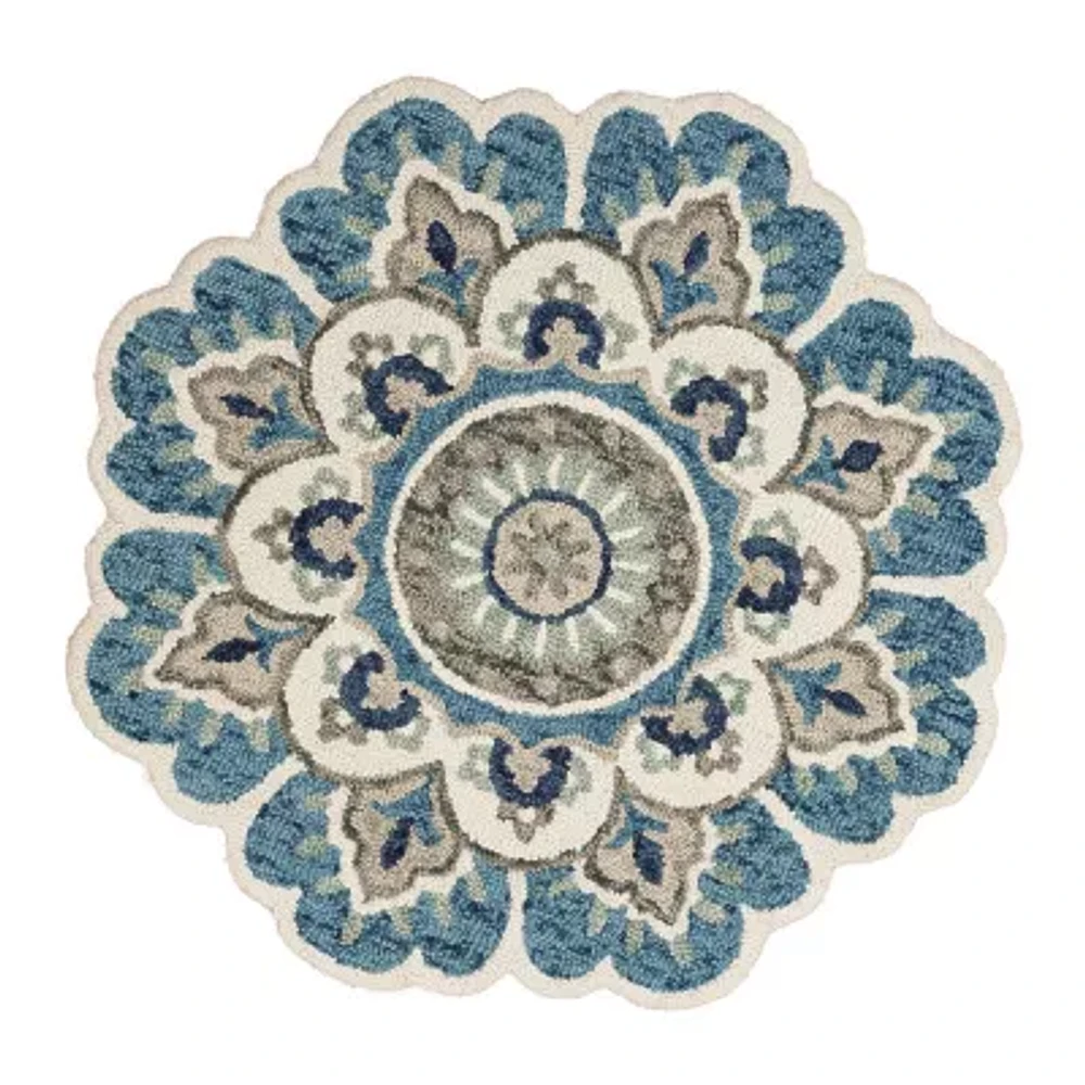 Daisy May Floral Hand Tufted Indoor Round Area Rug