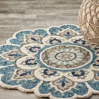 Daisy May Floral Hand Tufted Indoor Round Area Rug