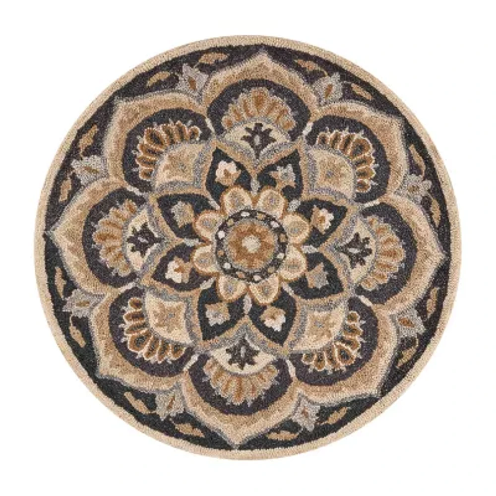 Daisy Bren Floral Hand Tufted Indoor Round Area Rug