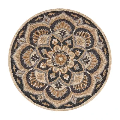 Daisy Bren Floral Hand Tufted Indoor Round Area Rug