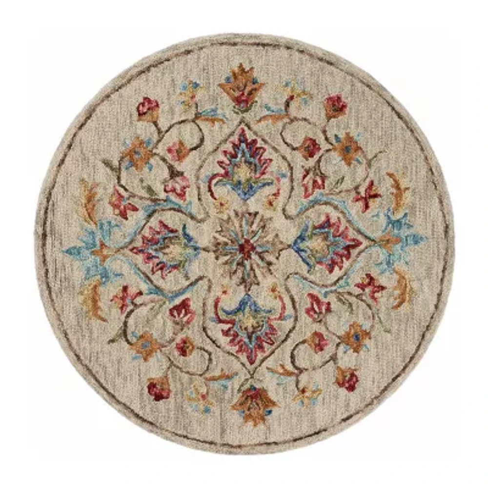 Sindy Dia Floral Hand Tufted Indoor Round Area Rug
