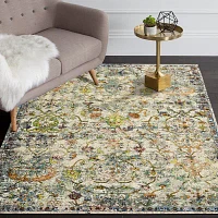 Glossy Qiera Floral Stain Resistant Indoor Rectangular Area Rug