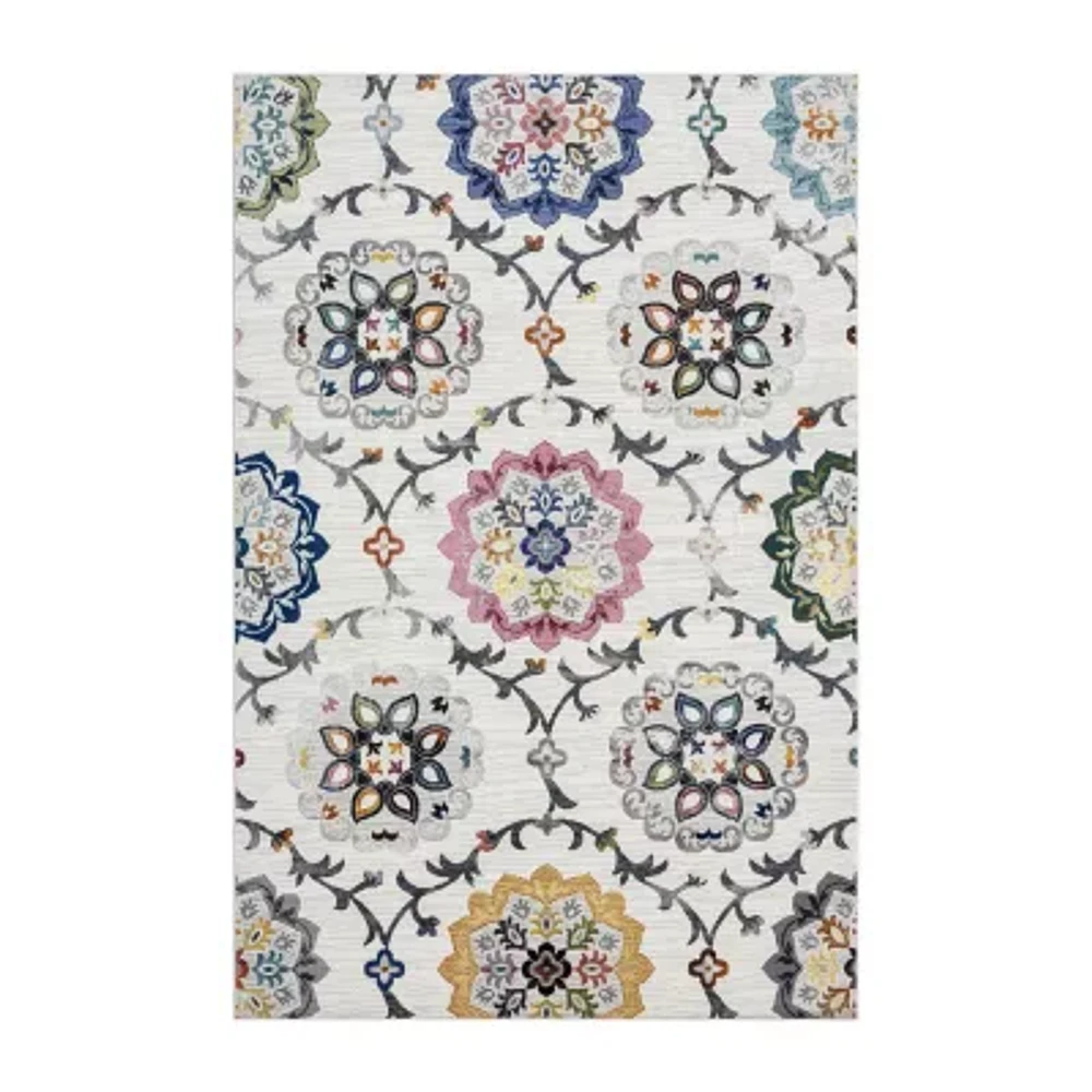 Glossy Den Oriental Stain Resistant Indoor Rectangular Area Rug