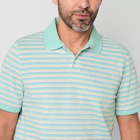 St. John's Bay Essential Striped Oxford Mens Classic Fit Short Sleeve Polo Shirt