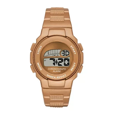 Womens Gold-Tone Plastic Strap Digital Watch