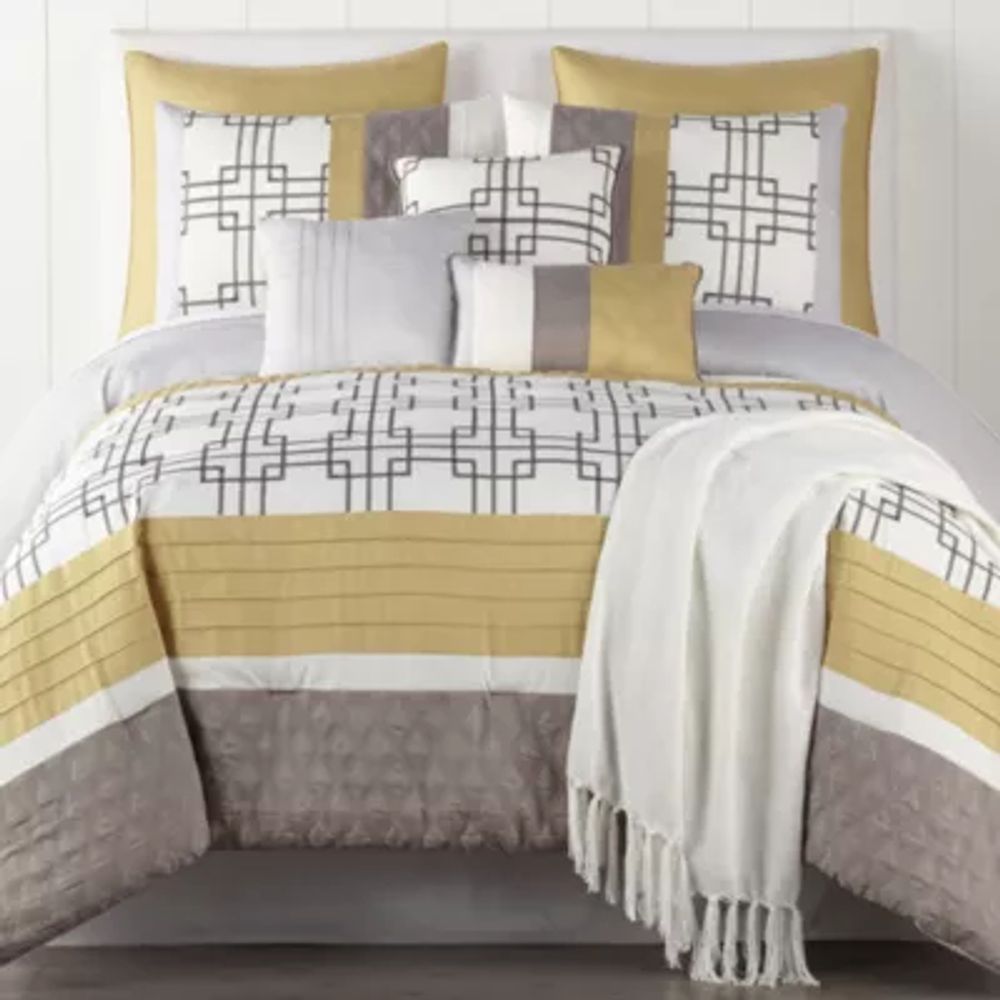 Eden & Oak Tyler 10-pc. Geometric Embroidered Comforter Set