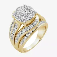 Round 3 CT.T.W. Natural Diamond Side Stone Engagement Ring in 10K or 14K Gold