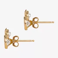 White Cubic Zirconia 14K Gold 8.7mm Minnie Mouse Stud Earrings