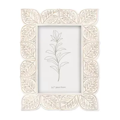 New View 5x7 Wht Resin Frame Leaf Detail 1-Opening Tabletop Frame