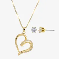 Sparkle Allure 2-pc. Cubic Zirconia 14K Gold Over Brass Heart Jewelry Set