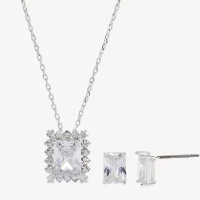 Sparkle Allure 2-pc. Cubic Zirconia Pure Silver Over Brass Rectangular Jewelry Set