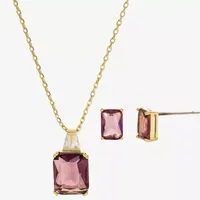 Sparkle Allure 2-pc. Cubic Zirconia 14K Gold Over Brass Rectangular Jewelry Set