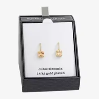 Sparkle Allure Cubic Zirconia 14K Gold Over Brass Drop Earrings