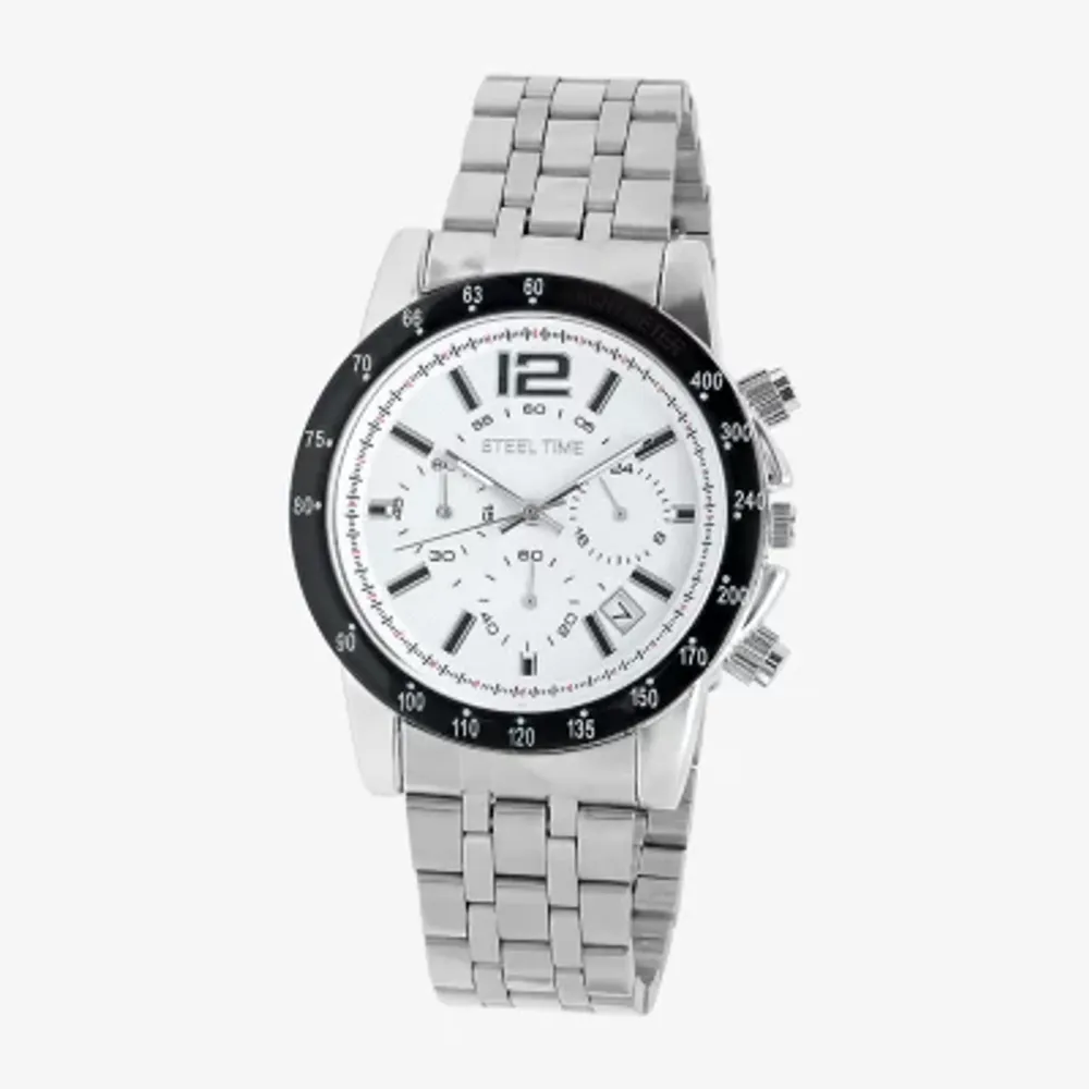 Steeltime Mens Silver Tone Stainless Steel Bracelet Watch 998-W