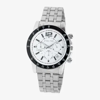 Steeltime Mens Silver Tone Stainless Steel Bracelet Watch 998-W