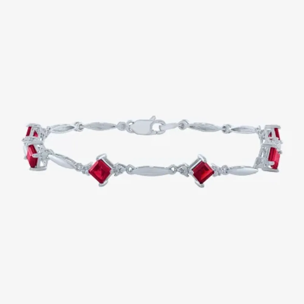 Lab Created Red Ruby Sterling Silver Tennis Bracelet