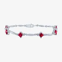 Lab Created Red Ruby Sterling Silver Tennis Bracelet