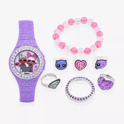 LOL Girls Automatic Digital Purple 8-pc. Watch Boxed Set Lol40099