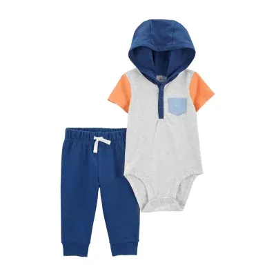 Carter's Baby Boys 2-pc. Hooded Neck Short Sleeve Bodysuit Set