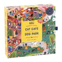 Professor Puzzle Cat Cafe & Dog Park Double-Sided Jigsaw Puzzle: 500 Pcs Puzzle