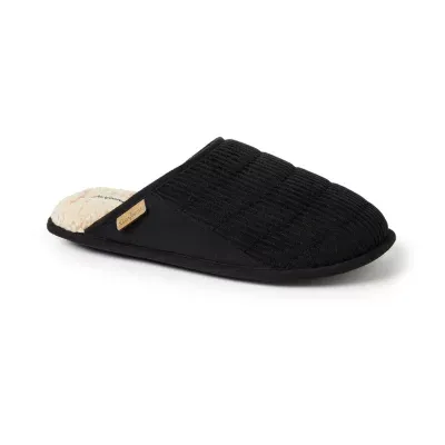 Dearfoams Mens Rocky Mixed Material Scuff Slip-On Slippers