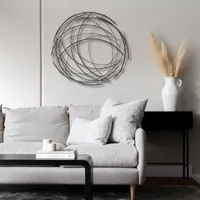 Cheungs Denine Black Abstract Round Metal Wall Art