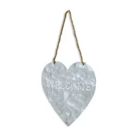 Cheungs Heart Shaped Hanging "Welcome" Vintage Metal Wall Art