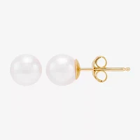 Certified Sofia™ 10K Gold 7-7.5mm Cultured Freshwater Pearl Stud Earrings