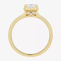 (H-I / Si1-Si2) Womens 3/4 CT. T.W. Lab Grown White Diamond 10K Gold Side Stone Halo Engagement Ring