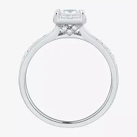 (H-I / Si1-Si2) Womens 3/4 CT. T.W. Lab Grown White Diamond 10K Gold Side Stone Halo Engagement Ring