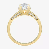 (H-I / Si1-Si2) Womens 1 CT. T.W. Lab Grown White Diamond 10K Gold Oval Halo Engagement Ring