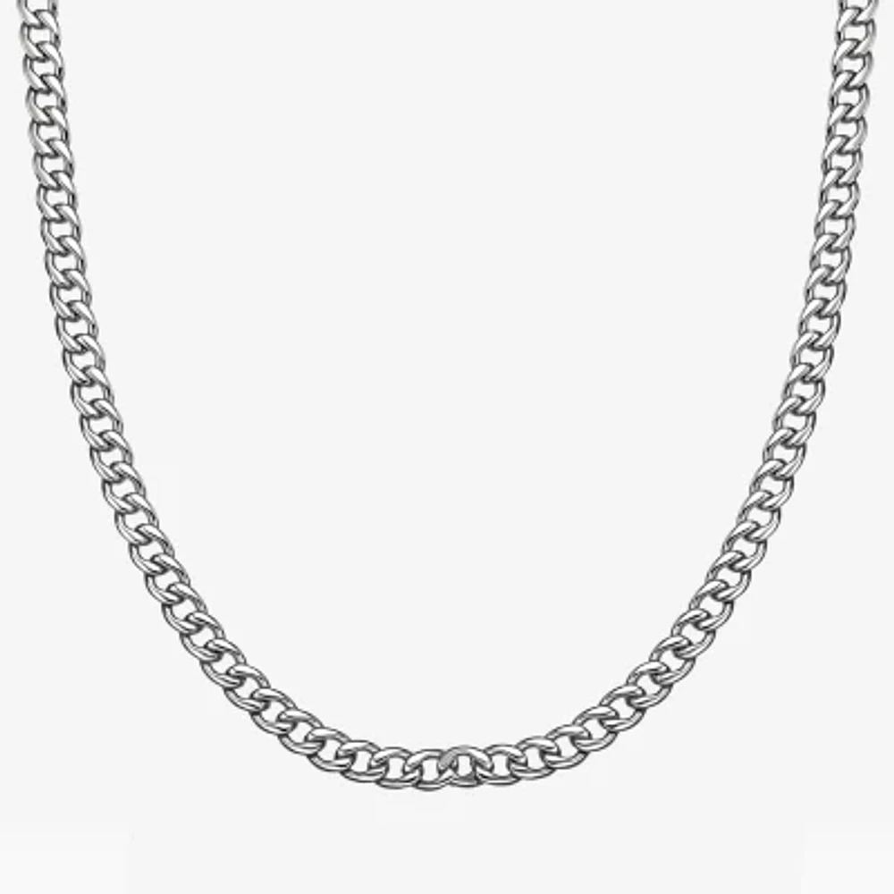 Mens Stainless Steel 7mm Curb Chain Necklace