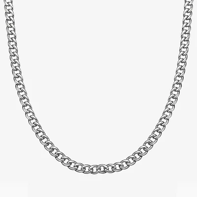 Mens Stainless Steel 7mm Curb Chain Necklace