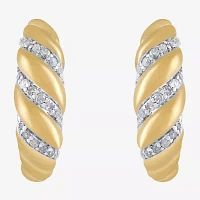 1/5 CT. Natural White Diamond 14K Gold Over Silver Sterling Silver 17.8mm Hoop Earrings