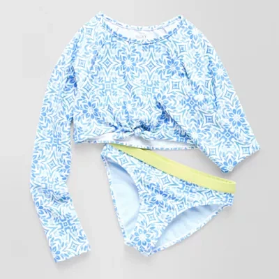 Roxy Big Girls Fresco Tile Cropped Rash Guard Set
