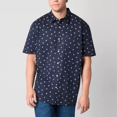 Arizona Big and Tall Mens Regular Fit Short Sleeve Button-Down Shirt