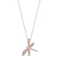 Enchanted Disney Fine Jewelry Dragonfly Womens 1/10 CT. T.W. Natural White Diamond 14K Rose Gold Over Silver Princess Mulan Pendant Necklace