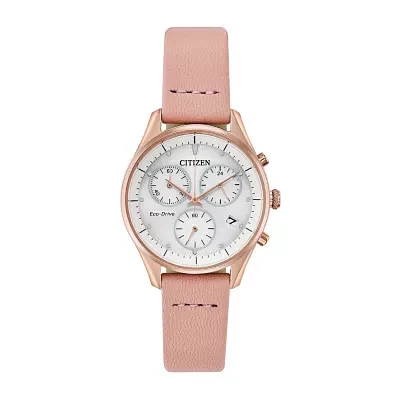 Citizen Chandler Womens Chronograph Pink Leather Strap Watch Fb1443-08a