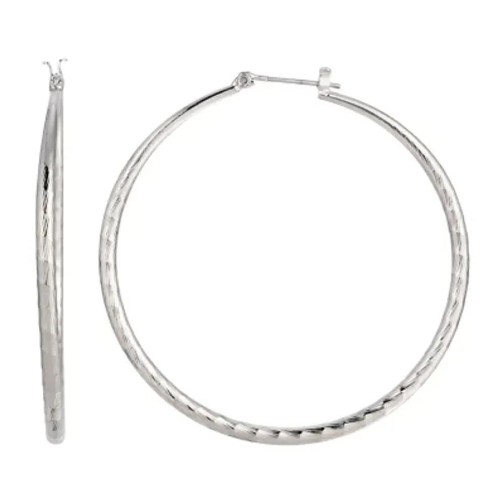 1928 Silver Tone Hoop Earrings