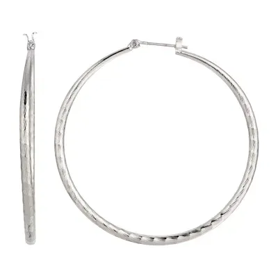 1928 Silver Tone Hoop Earrings