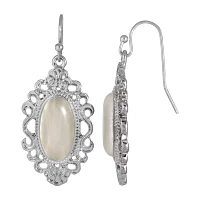 1928 Silver Tone Drop Earrings