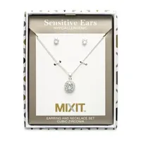 Mixit Silver Tone Round Crystal Pendant & Stud 2-pc. Jewelry Set
