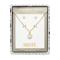 Mixit Hypoallergenic Gold Tone 2-pc. Cubic Zirconia Round Jewelry Set