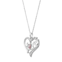 DiamonArt® "Love" Womens White Cubic Zirconia Sterling Silver Heart Pendant Necklace"