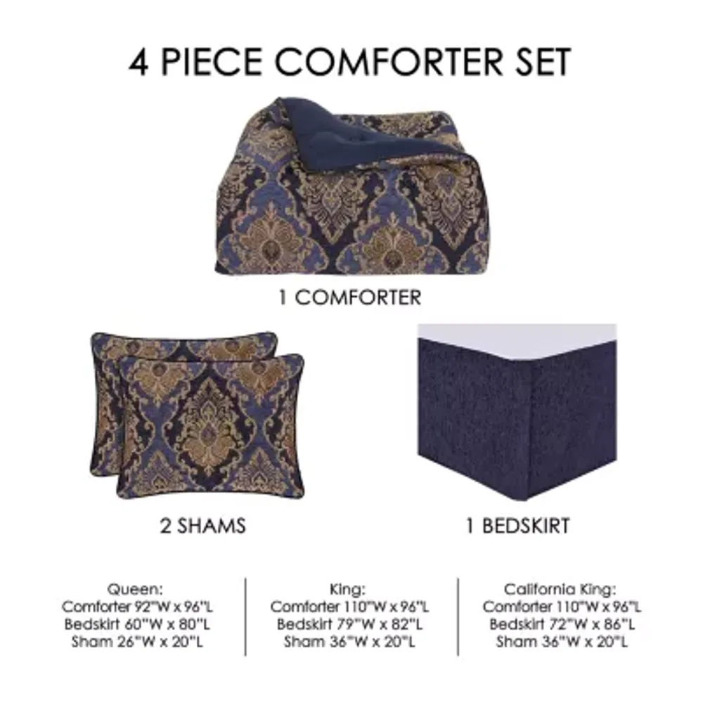 Five Queens Court Woodstock 4-pc. Damask + Scroll Extra Weight Comforter Set