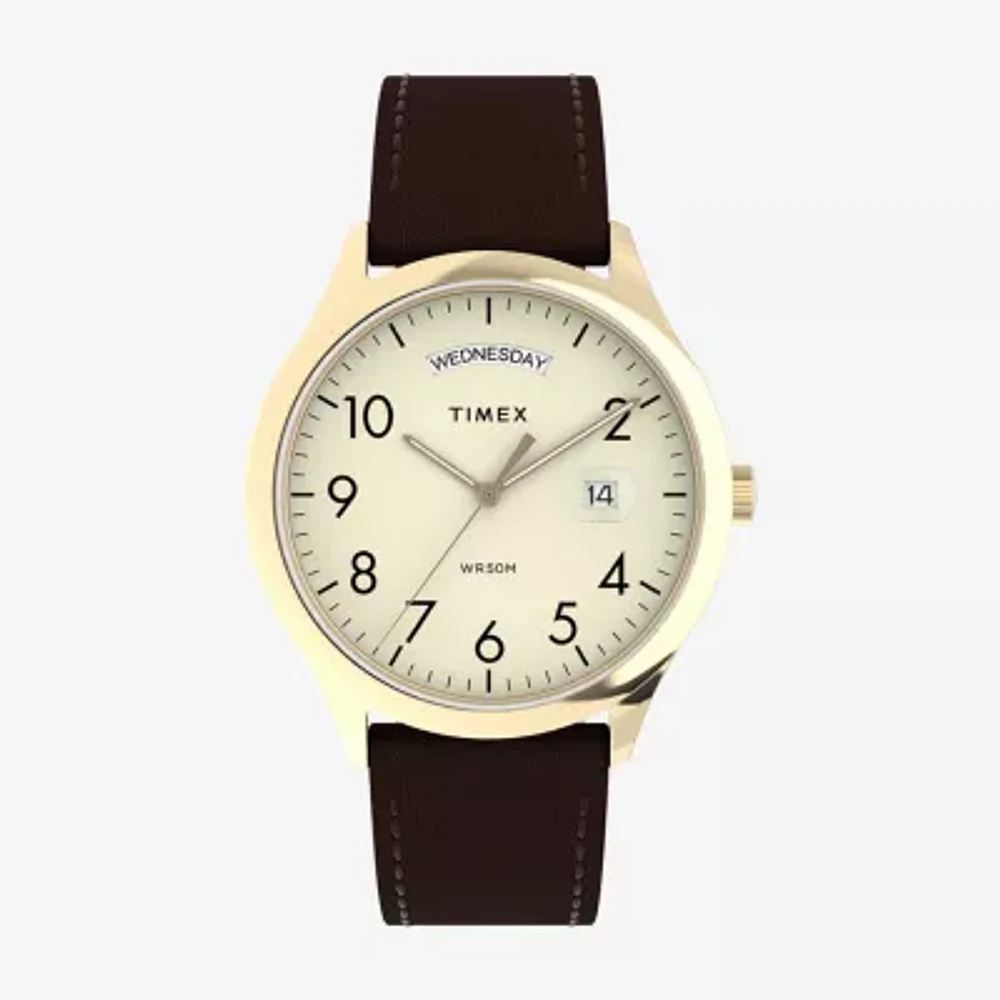Timex Easy Reader Mens Brown Leather Strap Watch Tw2w684009j