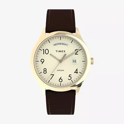 Timex Easy Reader Mens Brown Leather Strap Watch Tw2w684009j